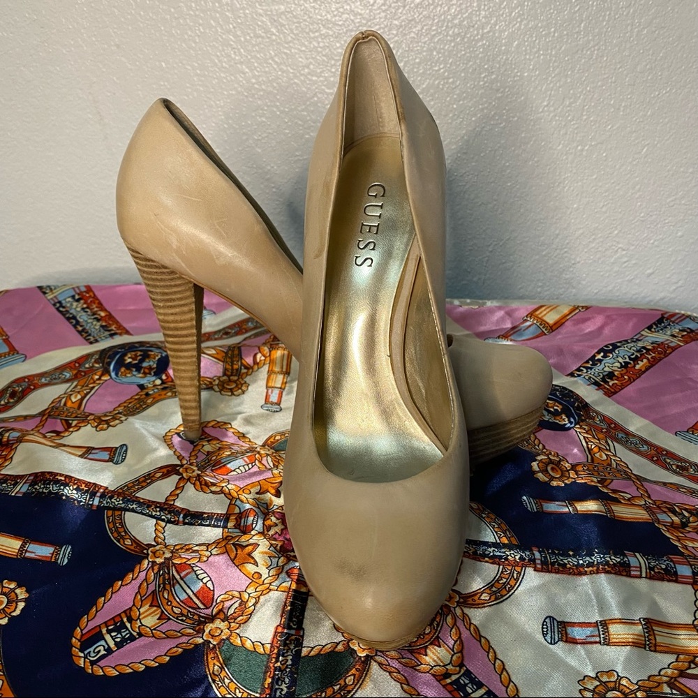 Guess Tan Neutral Platform Heel